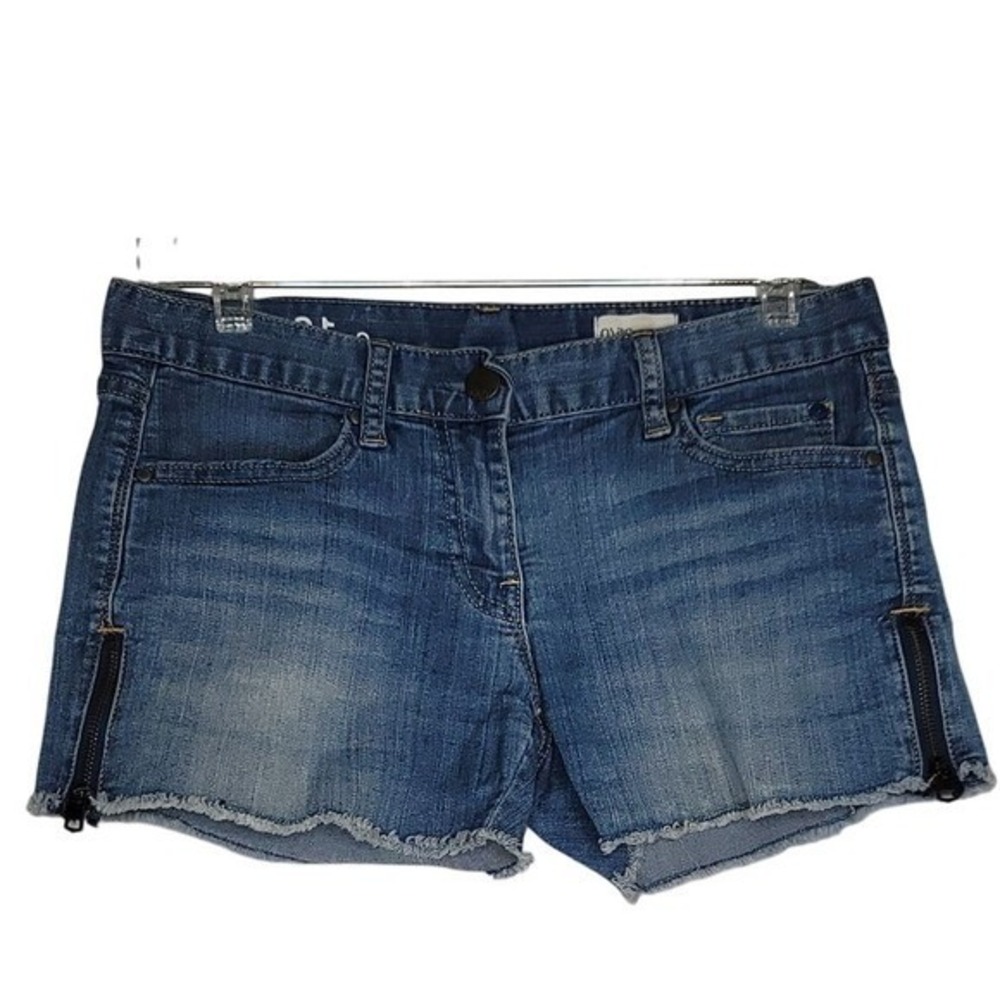 Gap 1969  Shorts 25/0 Blue Stretch Denim Raw Hem Side Zip Beach Summer Y2K Vacay